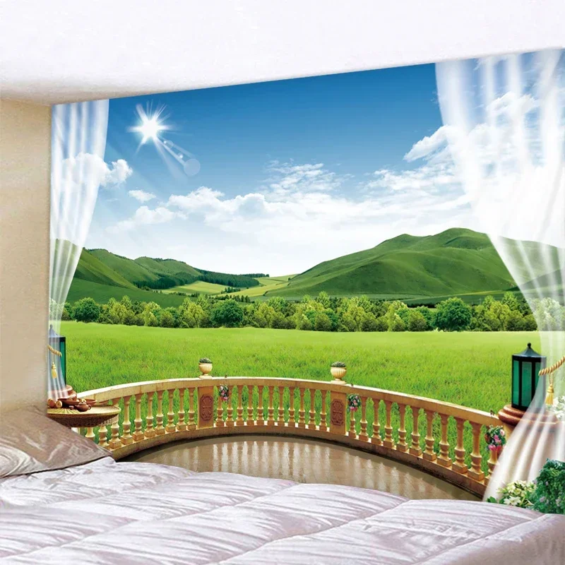 Beautiful Green Hills Printed Large Wall Tapestry Cheap Hippie Wall Hanging Bohemian Wall Tapestries Mandala Art Decor