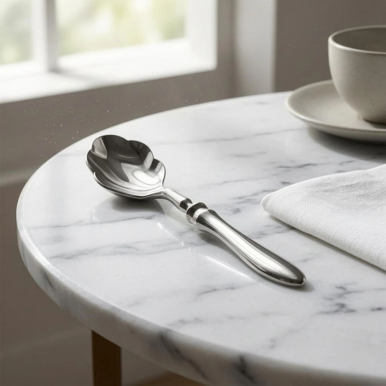 Scalloped Soup Spoon Decorative Handle Shell-Shaped Spoon Tableware Corrosion Resistant Lightweight - view 4