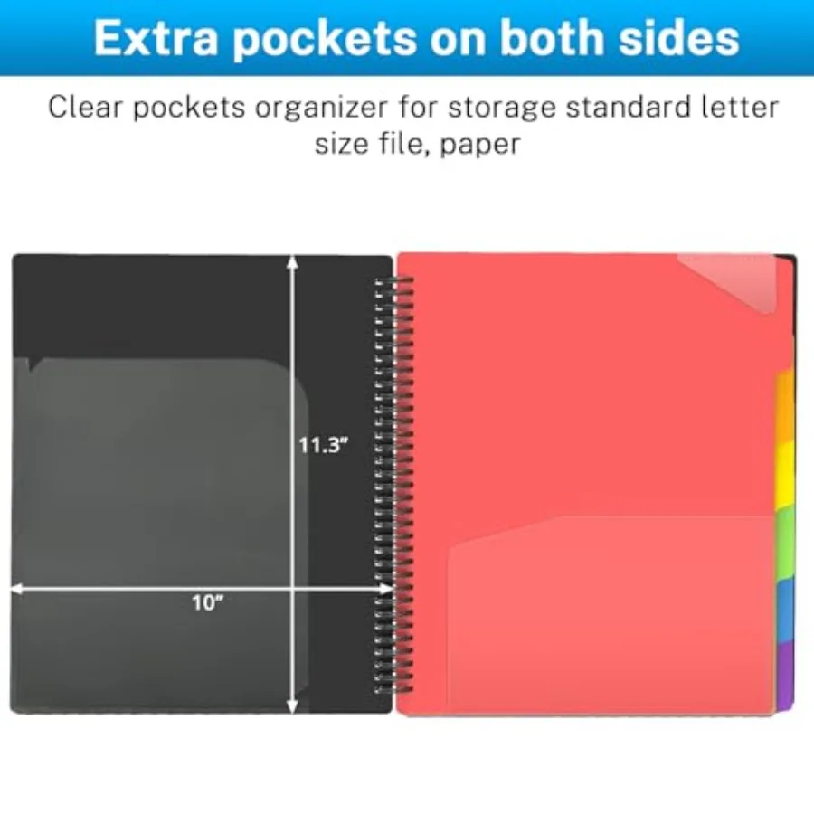 12 Pot Plastic folders with Pots 6 Colors Multi Pot Folder Binder with Dividers Office Organizer Folder Letter Size School Supp