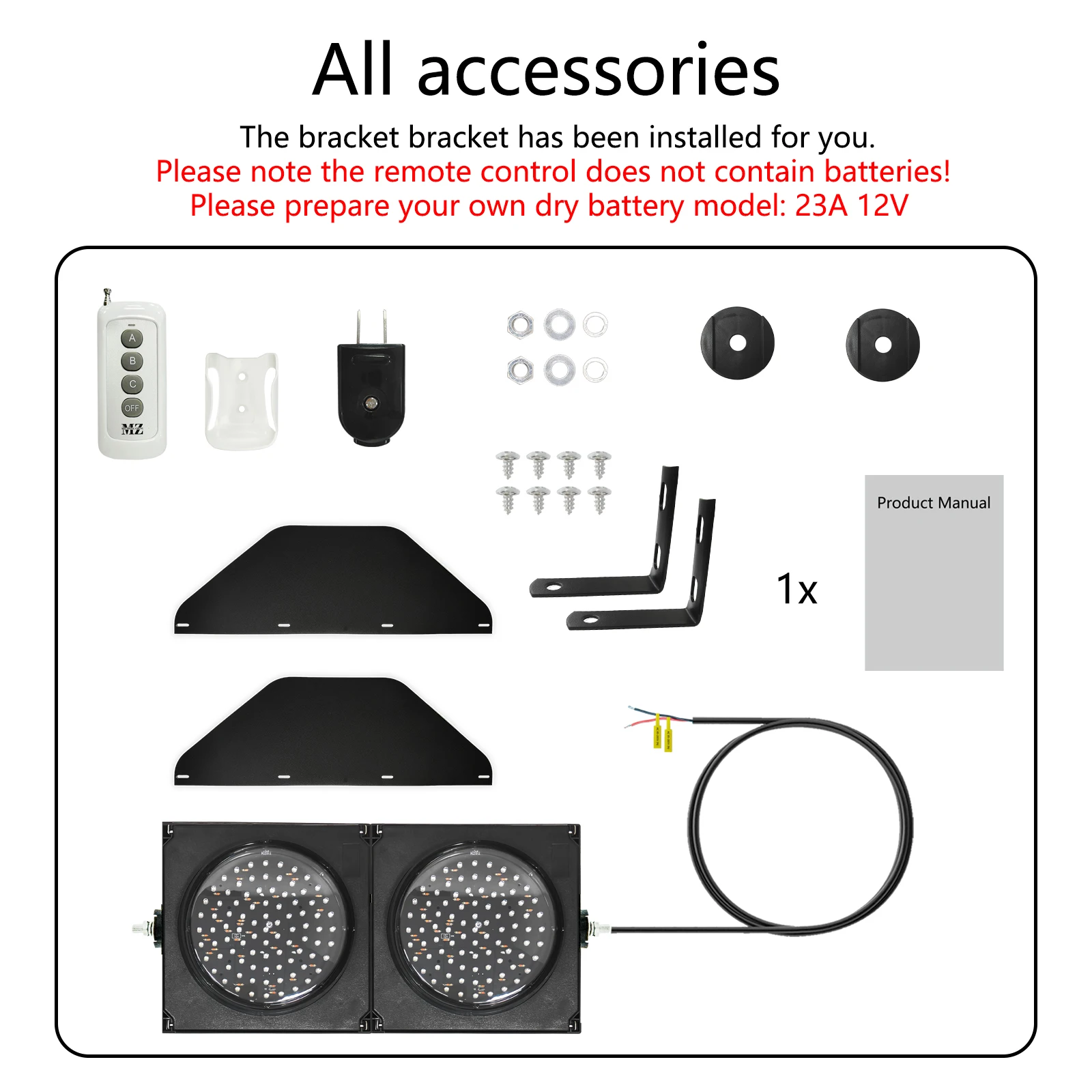 Traffic Light Remote Control 8inch 200mm Traffic Light, AC85 - 265V /DC 12-36V, Stop/Go Lamp, PC Housing IP54 Water Resistant