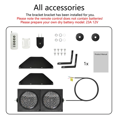 Imagen 2 del producto Semáforo con Control remoto, semáforo de 8 pulgadas y 200mm, AC85 - 265V /DC 12-36V, lámpara Stop/Go, carcasa de PC IP54 resistente al agua