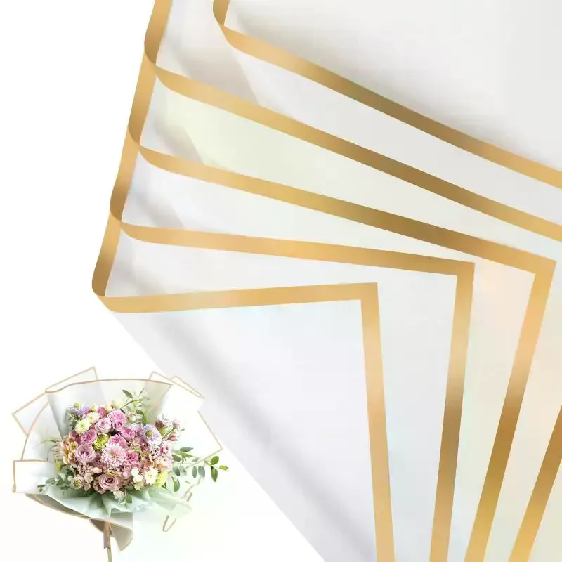 20 Sheets Gilt Edge Wrapping Paper Flowers Gift Wrapping Material Korean Style Birthday Wedding Florist DIY Wrapping Paper