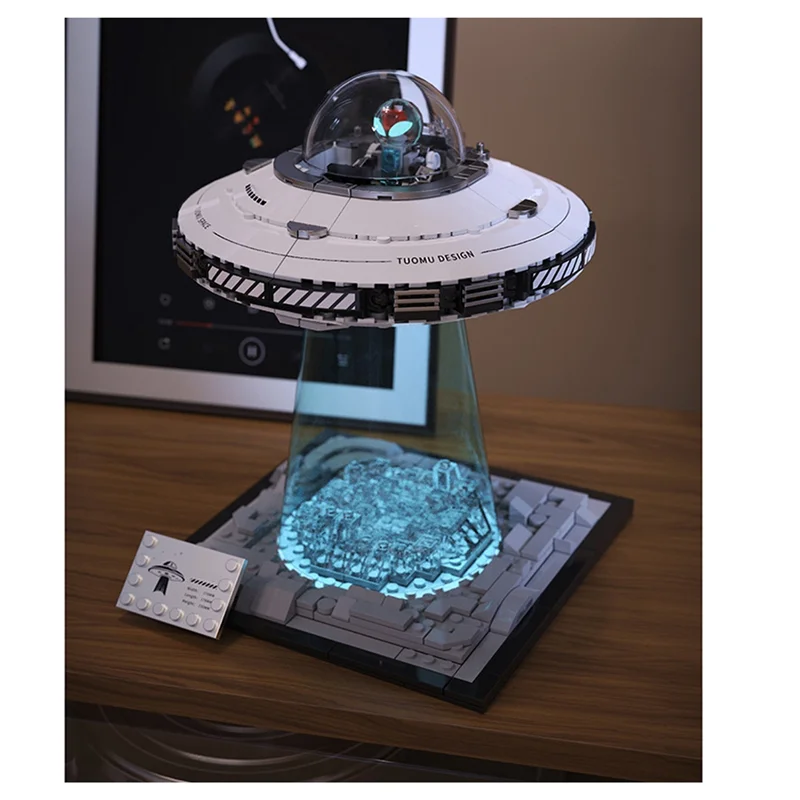 FBIL-UFO Luchtvaart Wetenschap Bouwsteen Schip Ruimtevaartuig Puzzel Assemblage Ornament Model
