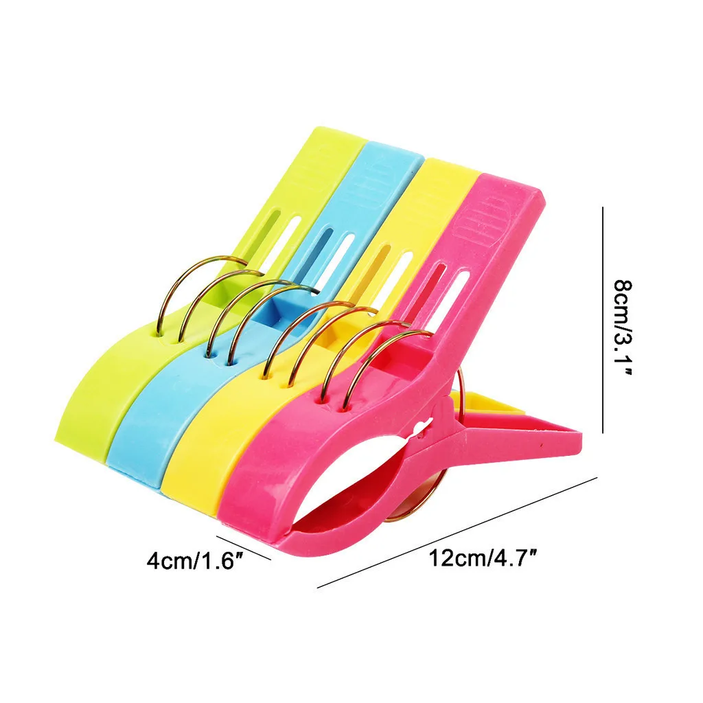 4PCS Large Beach Towel Clips Plastic Strong Windproof Pegs Reusable Non-slip Fixed Drying Clothespin Home  Accessories