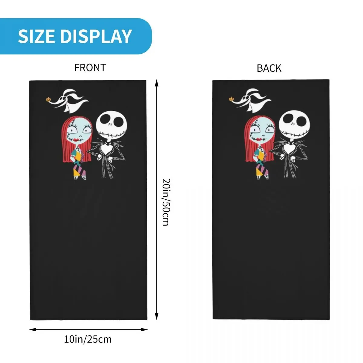 Nightmare Before Christmas Jack And Sally Bandana Neck Cover Printed Wrap Scarf Balaclava Running For Men Women Adult All Season