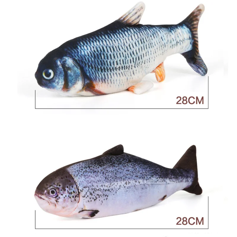 Electric Floppy Fish Cat Toy Moving Cat Kicker Fish Toy Plush Simulation Smart Wagging Fish with Catnip Toys