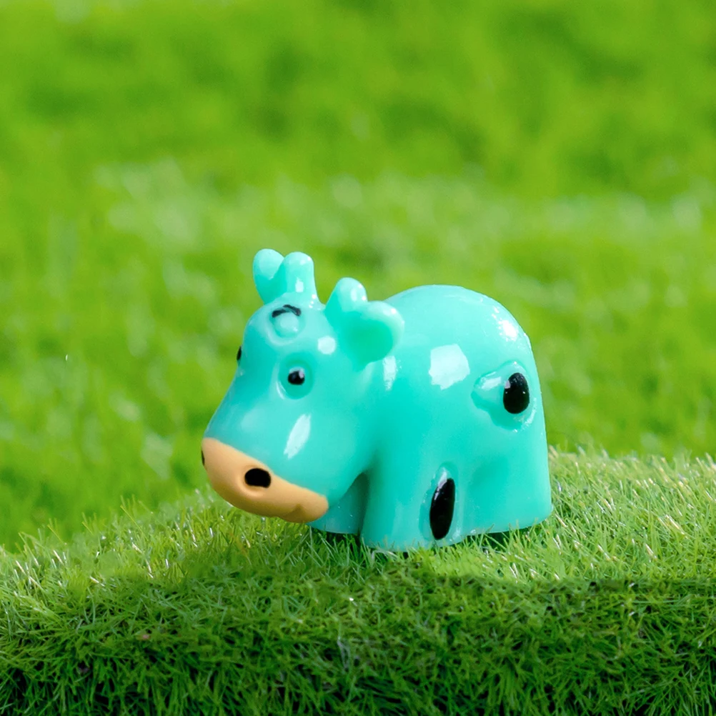 

10pcs Miniature Cow Figurines Resin Cartoon Cows Garden Statues Desktop Lawn Decor Small Bonsai Accessories Tiny Animal