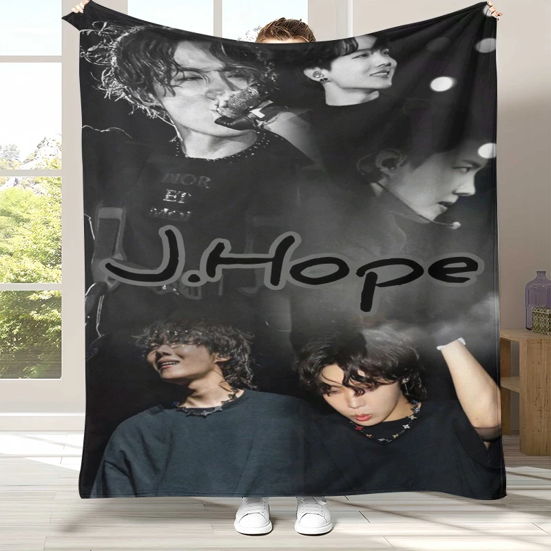 Cobertor de flanela Jung Hoseok J Hope Kpop B-BTS, cobertor de pelúcia ultra macio e quente para casa, quarto, cama, sofá, escritório, camping, presente