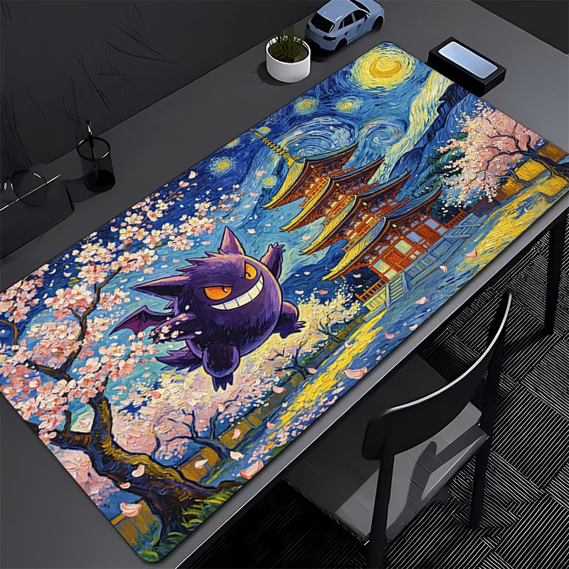 Hot E-sports Mouse Pad Anime Pokemon Gamer PC Computer Desk Mouse Mat For Office Laptop Non-Slip Gaming Gengar 90x40cm Mousepad