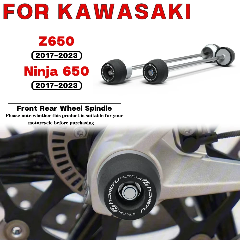 For KAWASAKI Z650 Ninja 650 2017 2018 2019 2020 2021 2022 2023 Motorcycle Front Rear Wheel Spindle Crash landing Protection