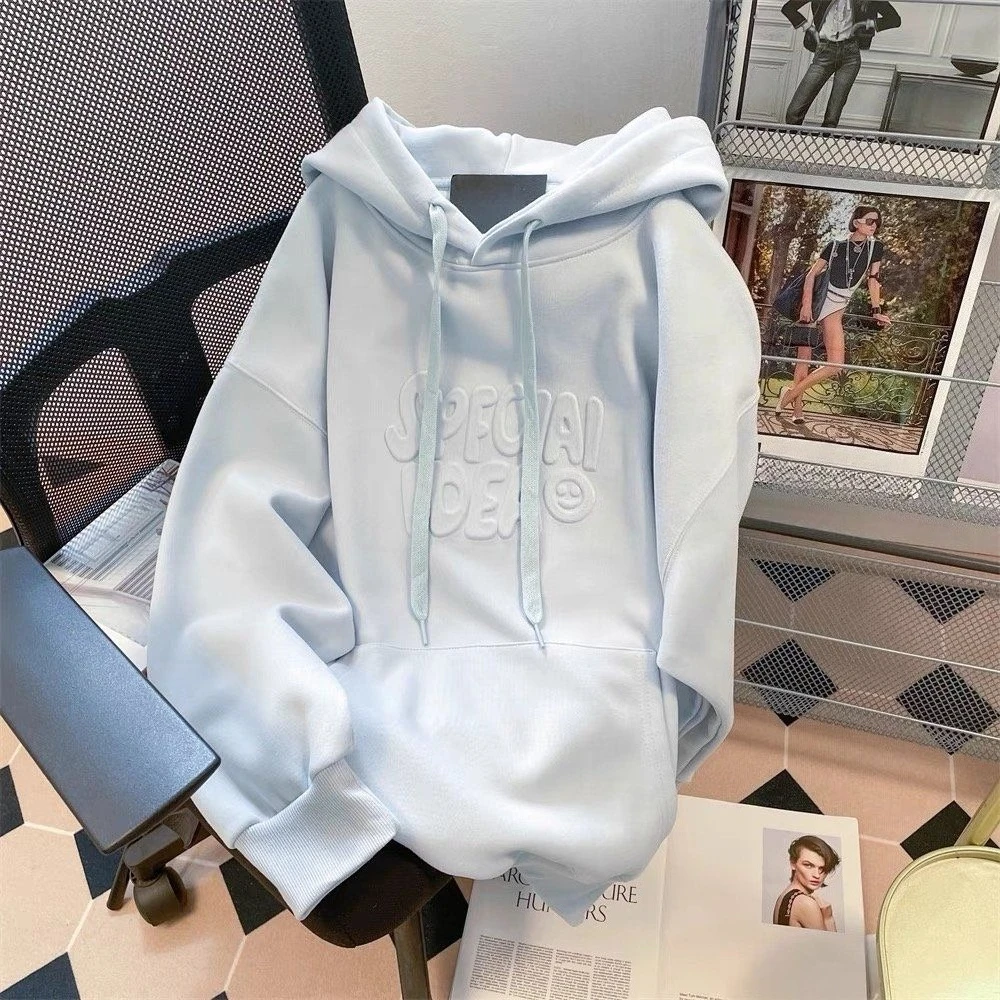 Women Hoodie Fleece Lined Thick Warm Hooded Sweatshirt Korean Slouchy Pullover Fall Winter Streetwear Tops