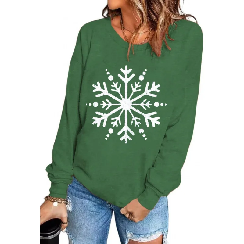 Christmas Women's Palm Tree Sports Casual Shirt New Fashionable and Fun Beach Tropical Hoodie Cute Snowflake Top