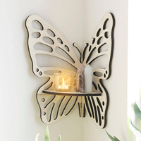 Wall Corner Shelf Wood Floating Shelves Crystal Display Shelf Boho Wall Shelves for Bedrooms Bathroom Kitchen Office Living Room