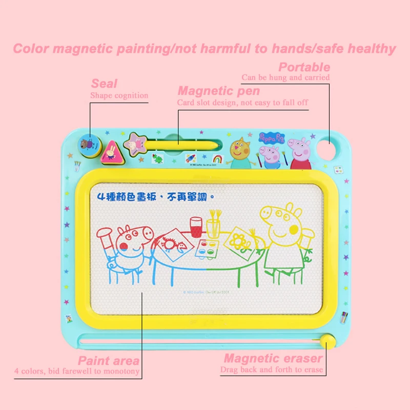 Peppa Pig Magnetic Drawing Board Colour Magnetism Pen Baby Puzzle Toy DIY Graffiti Simulated Kids Gift Early Childhood Education
