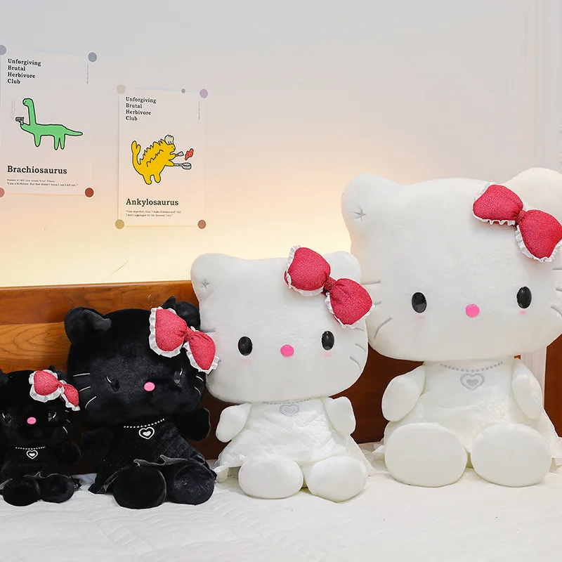 Sanrio Kawaii Angel and Devil Hello Kitty Plush Toy Stuffed Doll Cute Kids Birthday Gift for Children Soft Cuddly Anime Figure