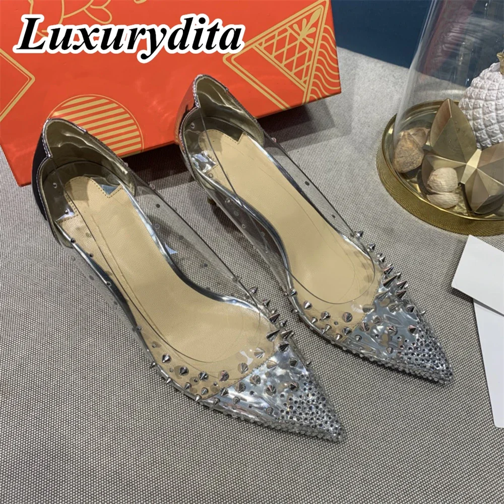 

Top Quality Womens High Heels 0-12cm Luxury Fashion Ladies Sandals Designer Classic Red Heel Real Leather sole Mules Shoes 1596