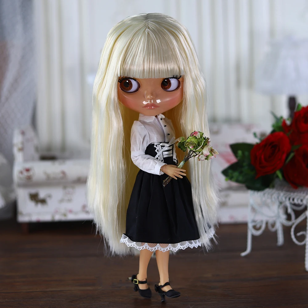 ICY DBS Blyth Doll 1/6 Joint 30cm Tan Skin Glossy Face Toothed Mouth Girl Set Doll BJD Toy Gift