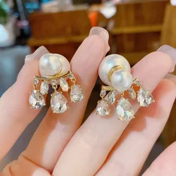 Korean Luxury Pearl Letter Earrings Female Geomestic Dangle Ear Drop Accessories