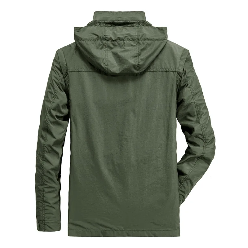 Cortavientos con capucha para hombre, chaqueta de trabajo de calidad, impermeable, transpirable, con manga extraíble, para deportes al aire libre, 2024