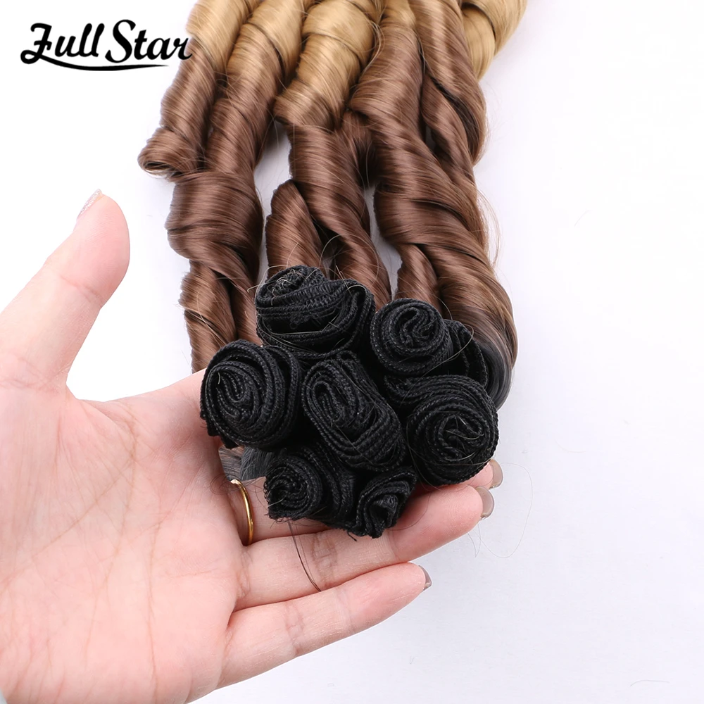 Long Wave Synthetic Hair Large Curl Double Layer Hair Weft Curtain Black Ombre Brown Suitable for Women Hair Extensions C14 view 4