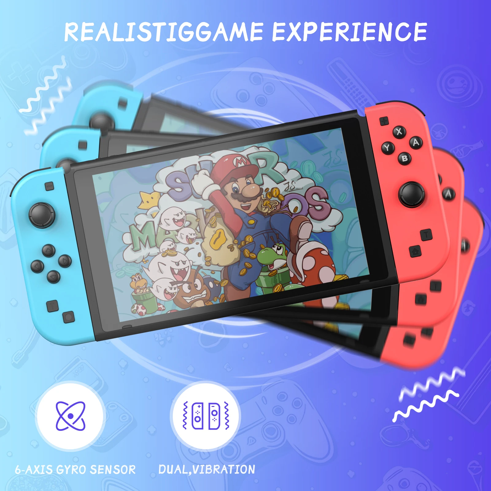 Nintendo Switch/OLED/Lite 조이스틱 용 Joycons 컨트롤러 용 조이패드 진동 무선 게임 패드 L/R 게임 핸들-스트랩 없음