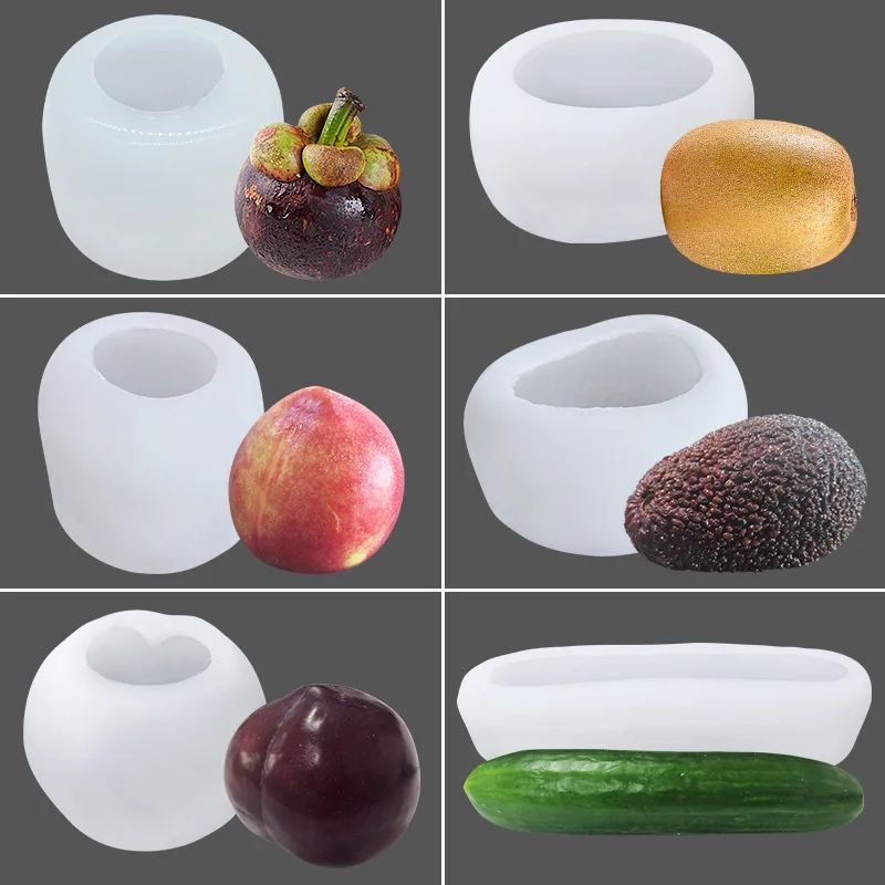 Imitation Fruit Peach Avocado cucumber kiwi Mousse Baking Cake Mold DIY Ice Cream Silicone Aromatherapy Candle Mold