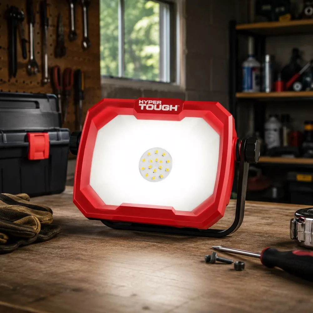 1000 Lumen LED Portable Work Light with Rotating Head and Fold Flat Design for Construction Garage Repair Emergency Camping