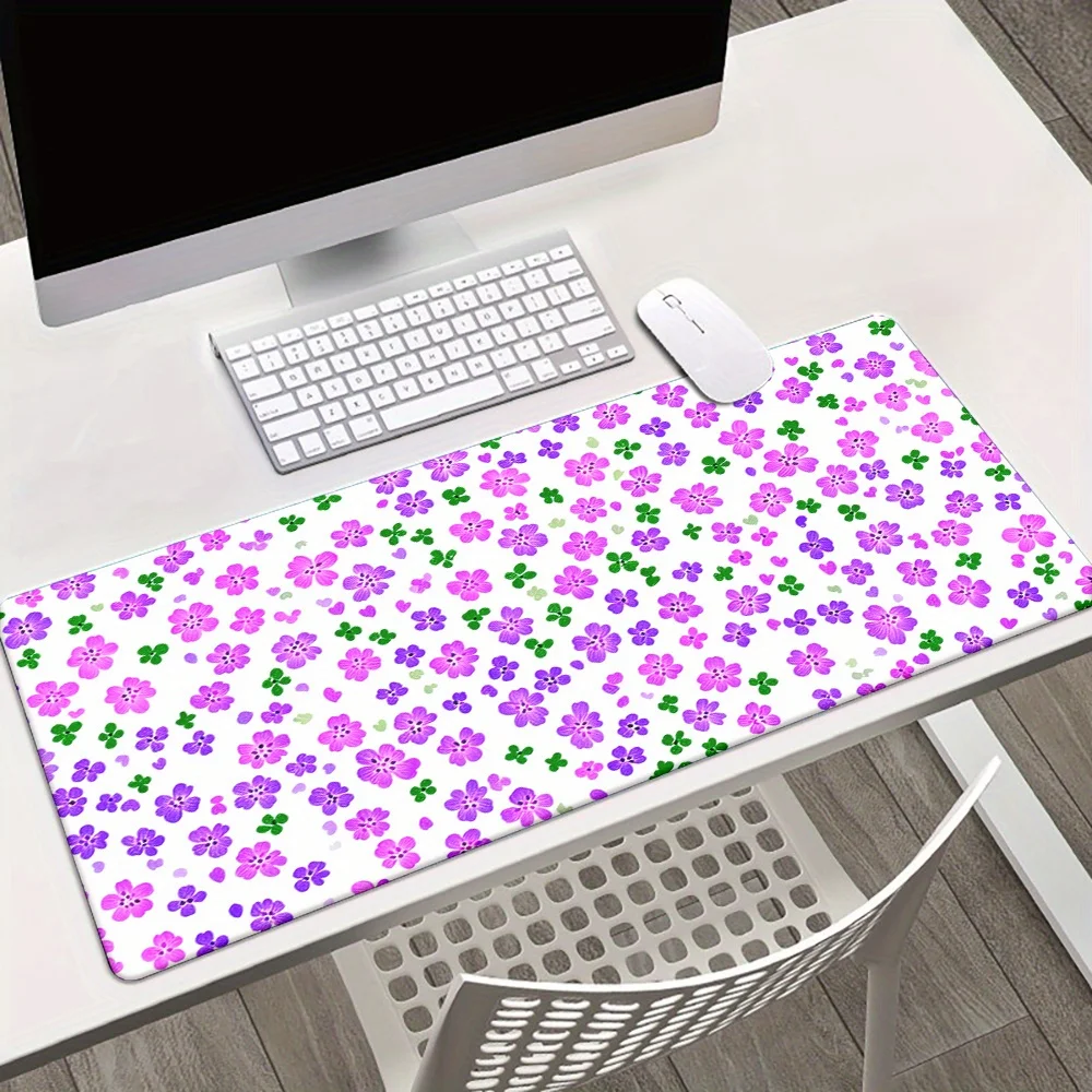 

Коврик для мыши с фиолетовым цветочным узором, игровой настольный коврик, нескользящая резиновая основа, большой коврик для мыши для ПК, ноутбука, клавиатуры
