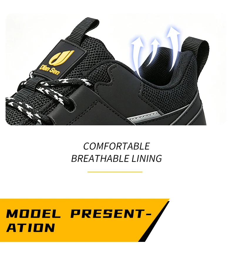 Herren-Sicherheitsschuhe mit Stahlkappe, Arbeitssneaker, Winterschuhe, durchstichsichere Herrenstiefel, wasserabweisend, stoßdämpfend, für den industriellen Einsatz. – Detail 9