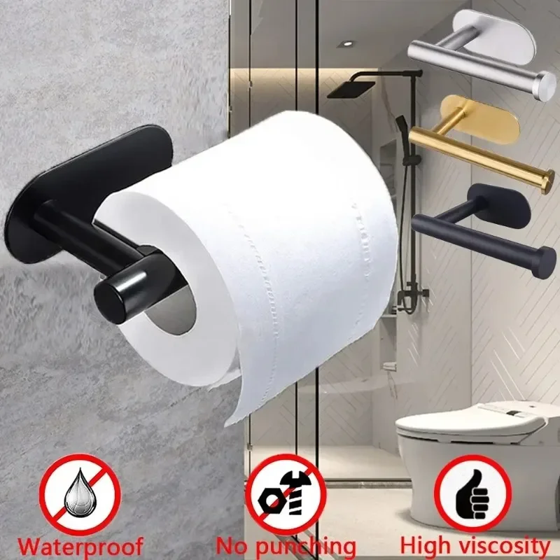 

Adhesive Toilet Paper Holder Kitchen Roll Towel Rack Napkin Dispenser Absorbent Stand Tissue Hanger Bathroom Accessories