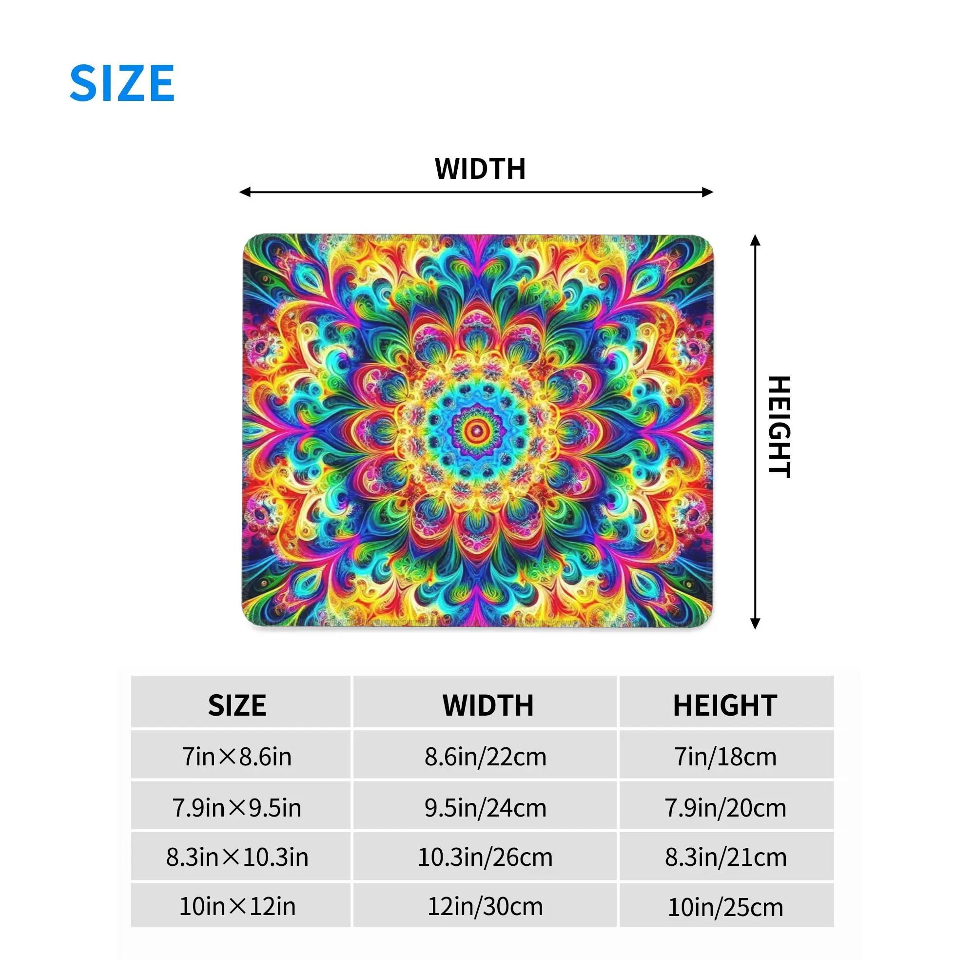 Retro Psychedelic Black with Vibrant Magic Mouse Pad Computer Keyboard Mouse Mat Gamer PC Laptop Desk Mat Accessories Table Mats