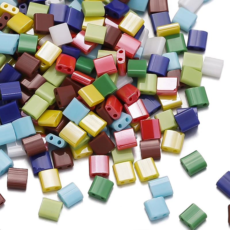 

300 шт., стеклянные бусины с двойным отверстием, цветные разделители, свободные бусины для ожерелья, браслета, сережек, принадлежности для самостоятельного изготовления ювелирных изделий