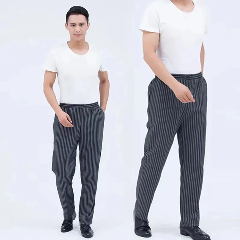 Pantaloni da cuoco da cucina Uniforme da cuoco Pantaloni da ristorazione per ristoranti Pantaloni elastici in vita Pantaloni da cucina per servizio di ristorazione Abbigliamento da lavoro da uomo