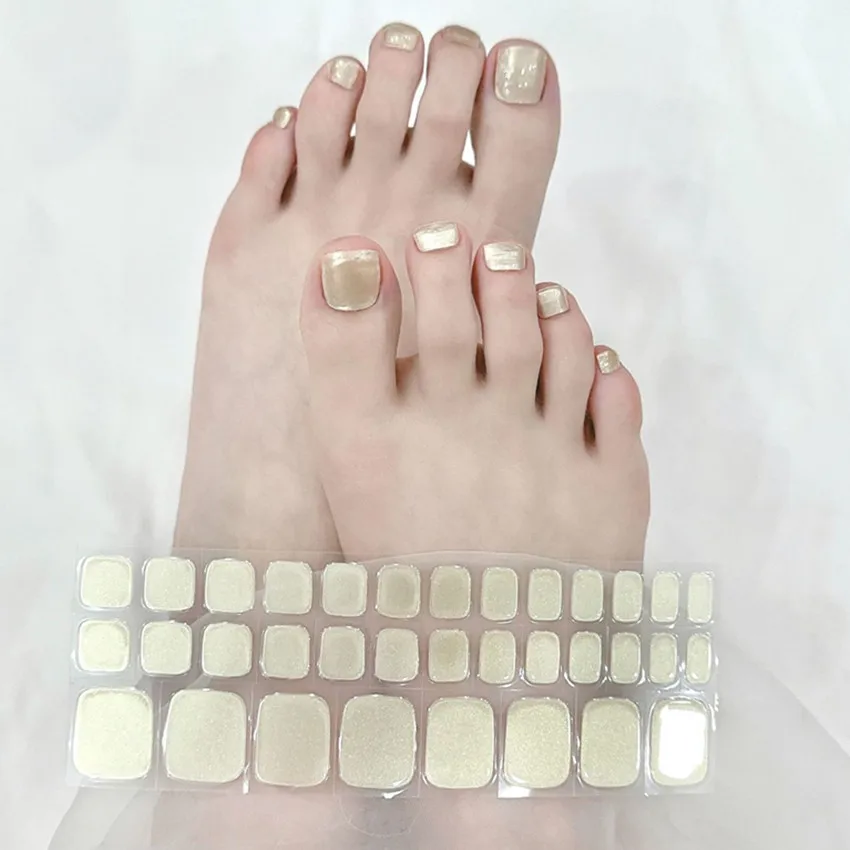 Solid Color Gel Toe Nail Sticker, Endurece com lâmpada UV, Cura Semi Curado Aurora Foot Gel, Nail Art Wraps Decorações