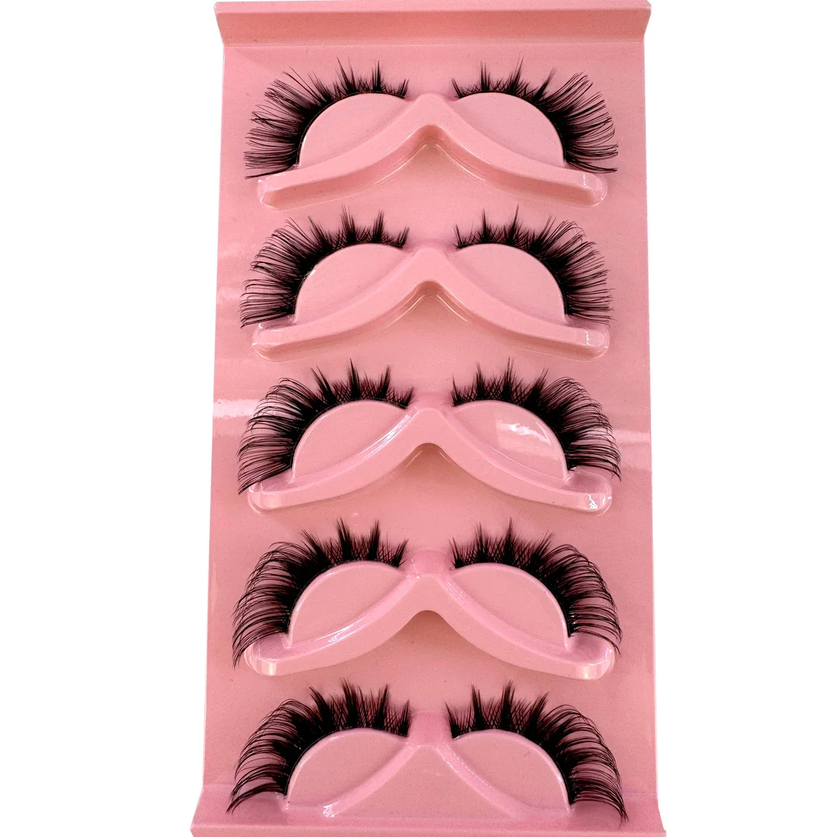 새로운 5쌍 캣아이 속눈썹 인조 밍크 속눈썹 투명 밴드 속눈썹 자연스러운 와이프시 밍크 속눈썹 풀 스트립 속눈썹