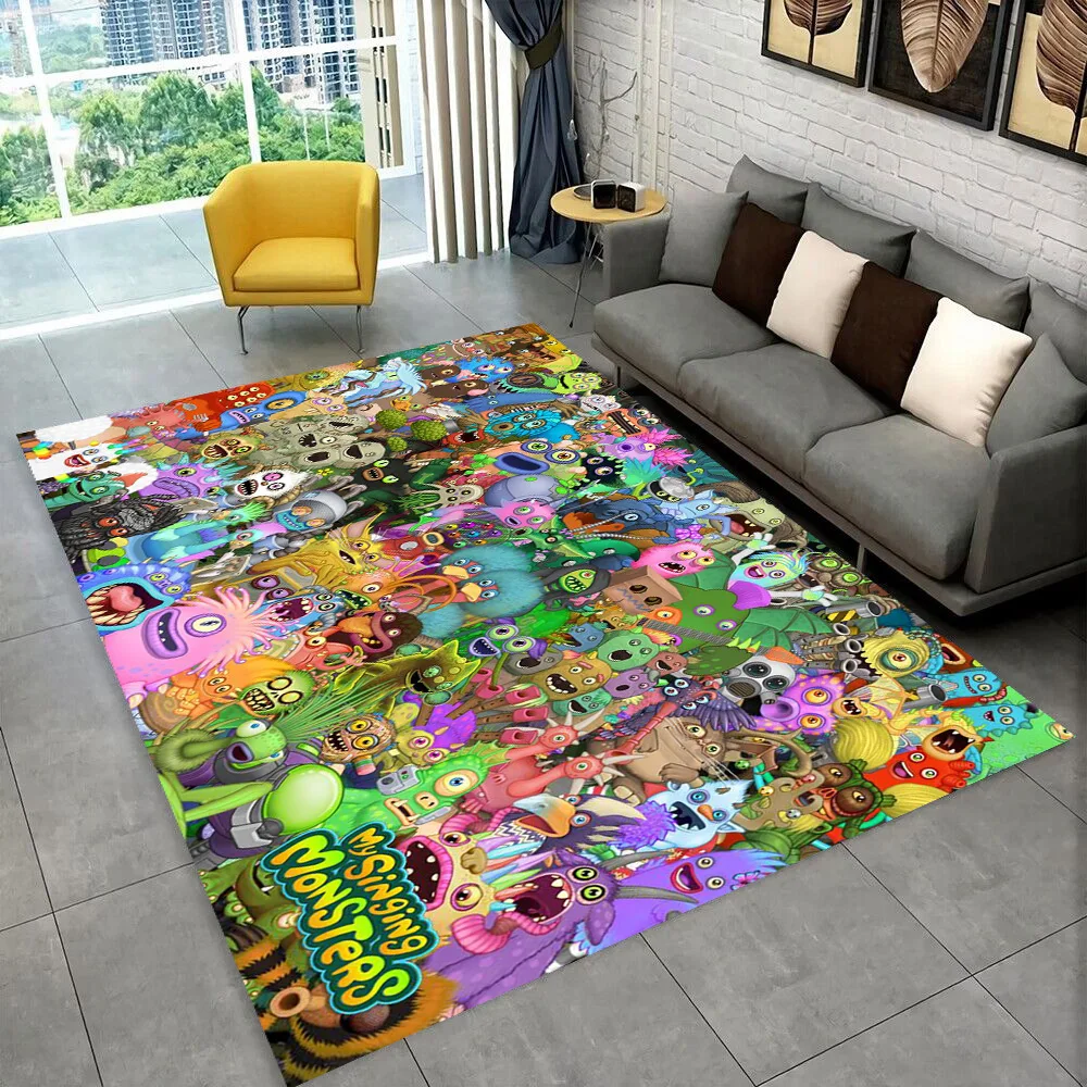 3D My Singing Monsters Video Game Cartoon Area Rug,Carpet for Home Living Room Bedroom Sofa Doormat Decor,kid Non-slip Floor Mat