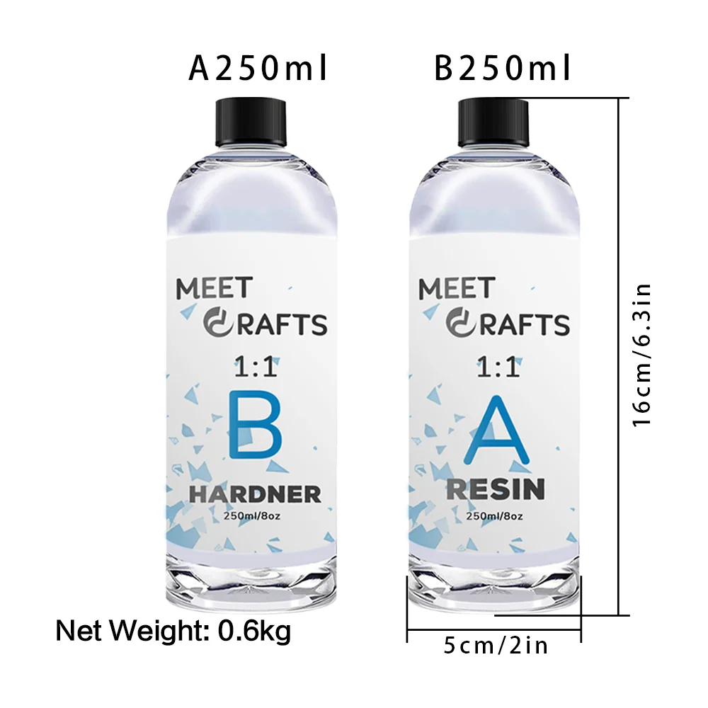 Meetcrafts 1:1AB Epoxy Resin Kit High Definition Crystal Clear Diy Resin For Jewelry Making Accessories Home Decoraion 500ML Set