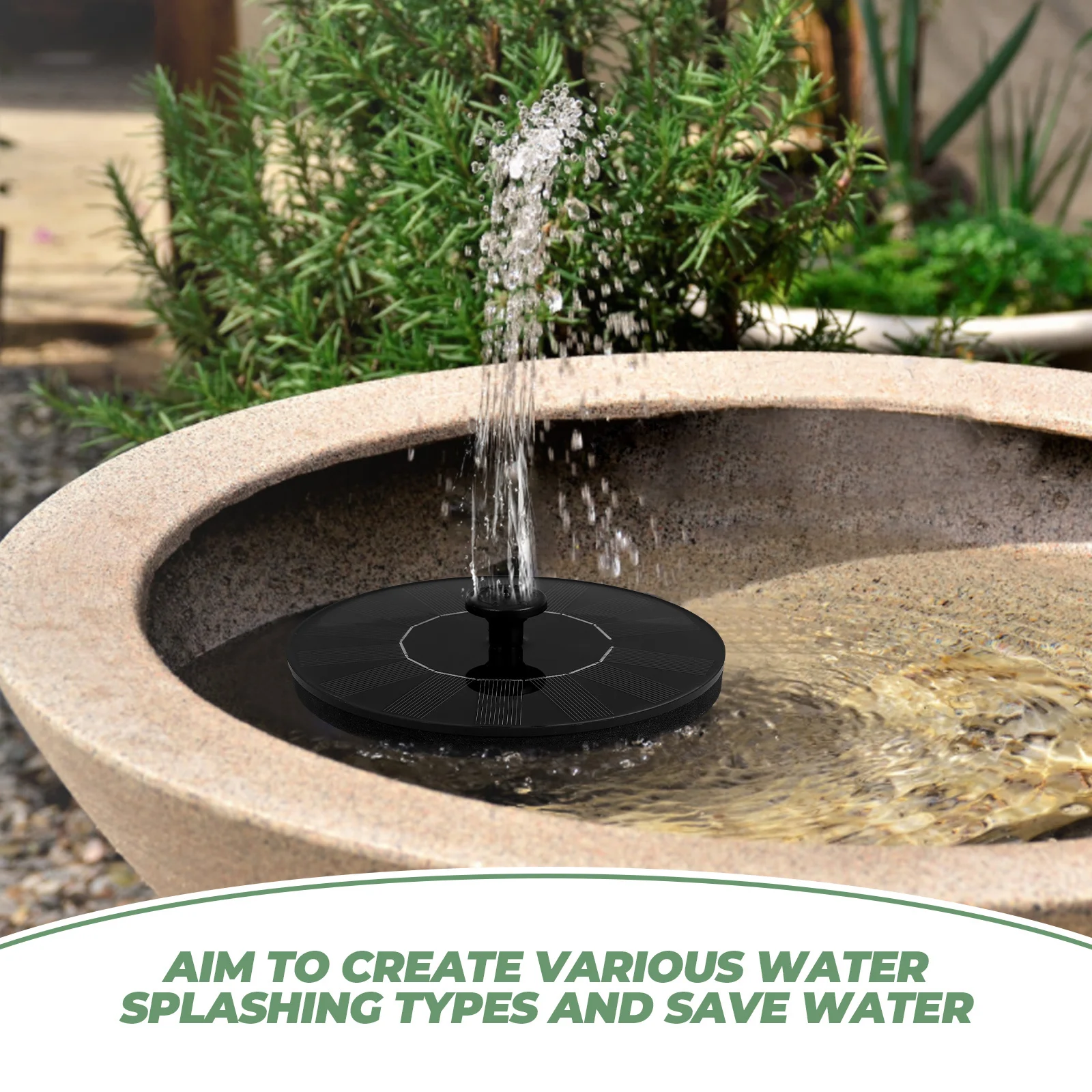 

Solar Fountain Pump Floating Water Pump Four Nozzles Eco-Friendly Brushless for Garden Pond Bird Bath Fish Tank Aquarium