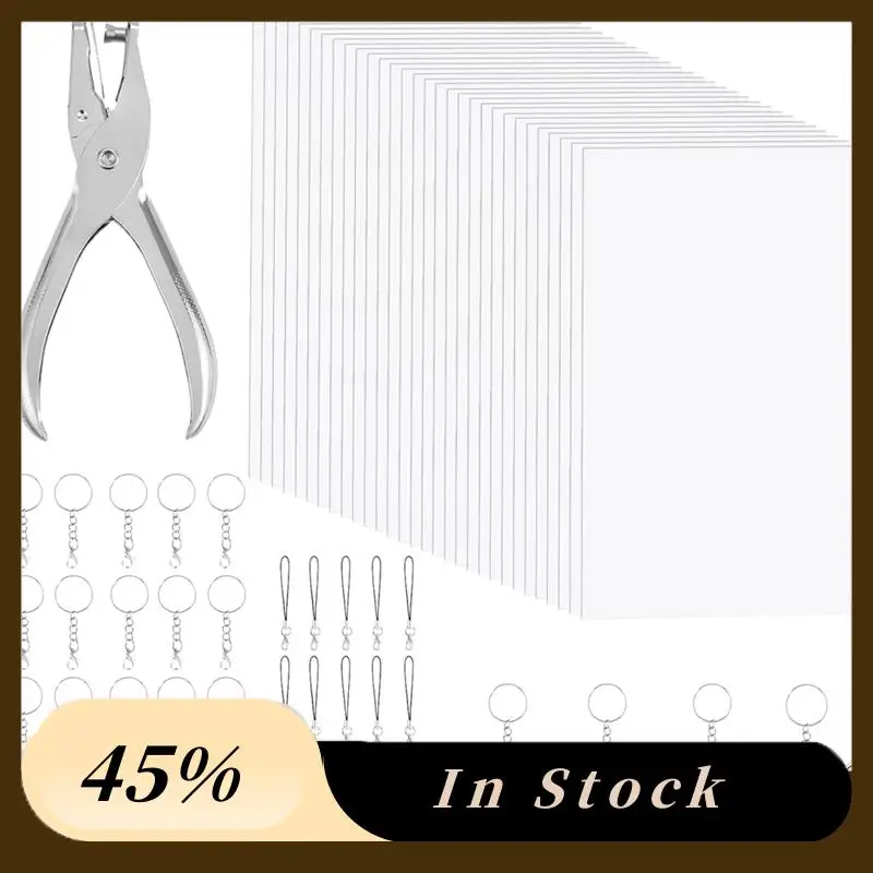 

Брелок для ключей из термоусадочной бумаги A60, набор «сделай сам», 161 шт., 30 термоусадочных пластиковых листов (7,9 x 5,7 дюйма), дырокол, застежки-лобстеры и кольцо для прыжков