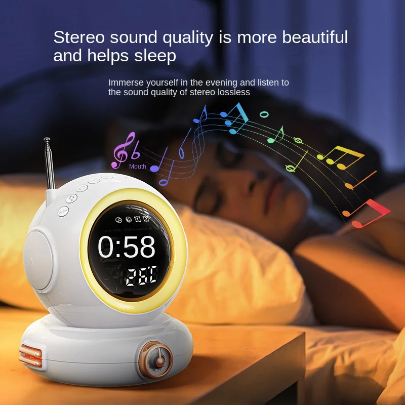 

Astronaut Blue Tooth Speaker Light Sunrise Wake-Up Light LED Bedside Night lamp Children's Alarm Clock Radio Atmosphere Light