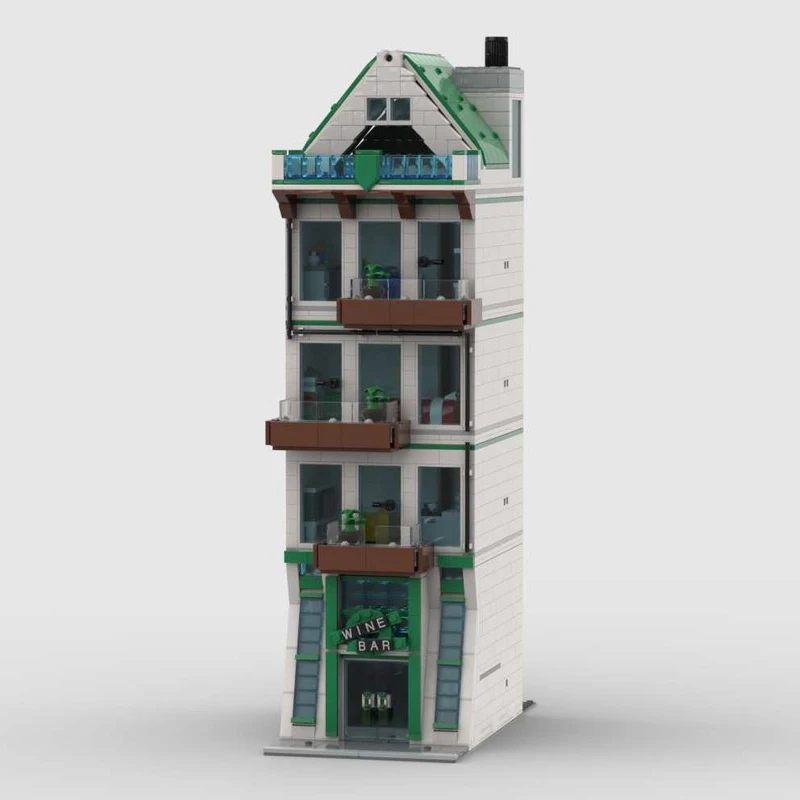 Moc Mattoni da costruzione Negozio di vinificazione Appartamento Modello modulare Tecnologia Blocco modulare Città Street View Giocattoli Assemblaggio fai-da-te Regalo di Natale
