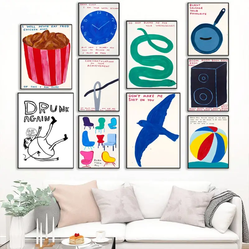 David Shrigley Posters Humorous Surreal Wall Art Picture Abstract Canvas Print Painting Bedroom Living Room Hallway Home Decor