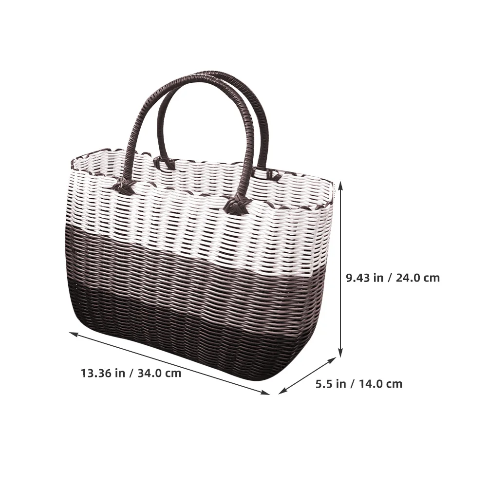 

Handwoven Storage Basket Plastic Lightweight Organizer For Bathroom Kitchen Bedroom Sundries Fruit Vegetable