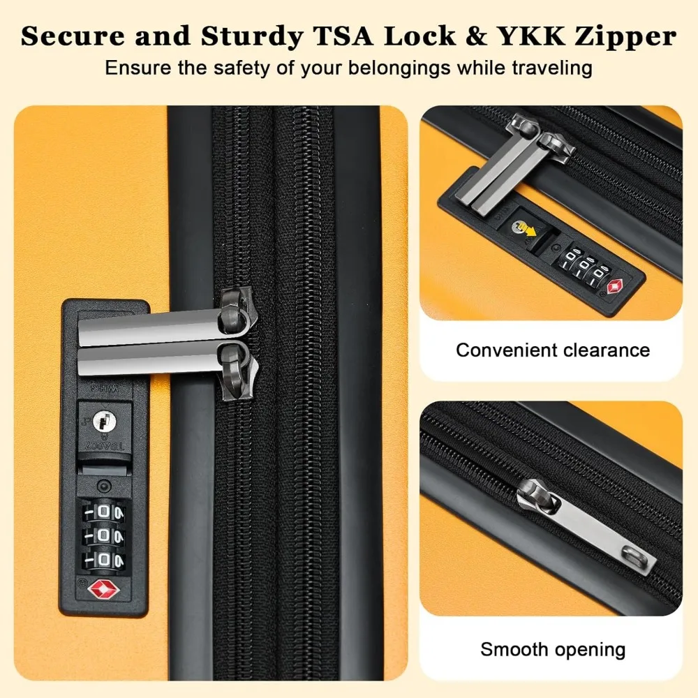 Carry-On Luggage 16 Inch Airline Approved Expandable Lightweight ABS+PC Hard Shell Suitcase with 360° Spinner Wheels TSA Lock