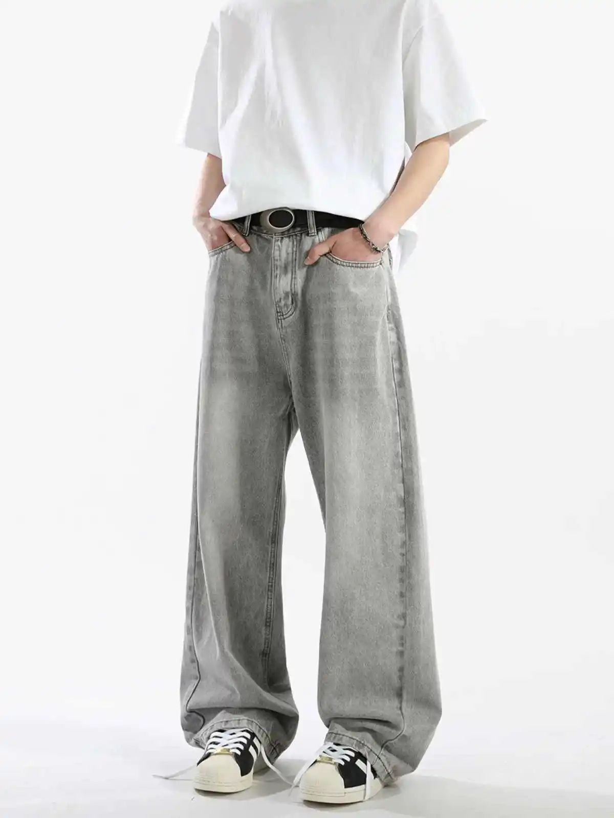 المرأة رمادي Y2k فضفاض الجينز خمر Harajuku الشارع الشهير صديقها جان السراويل اليابانية 2000s نمط الجرونج كبيرة الحجم سراويل جينز