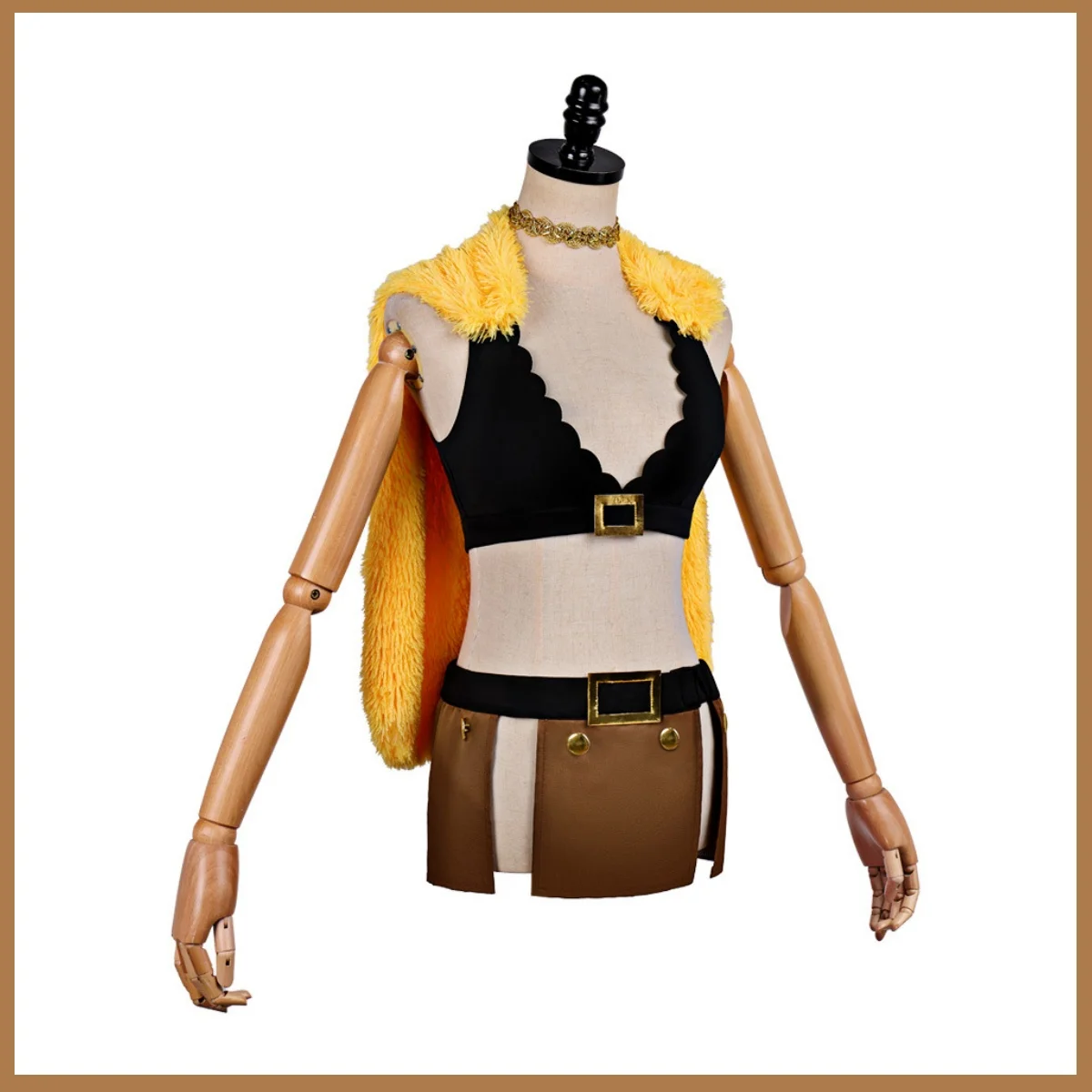 Anime Elbaph Nami Cosplay Costume Black Tight-fitting Tops Plush Shawl Coat Outfits Woman Sexy Carnival Halloween Suit - view 3