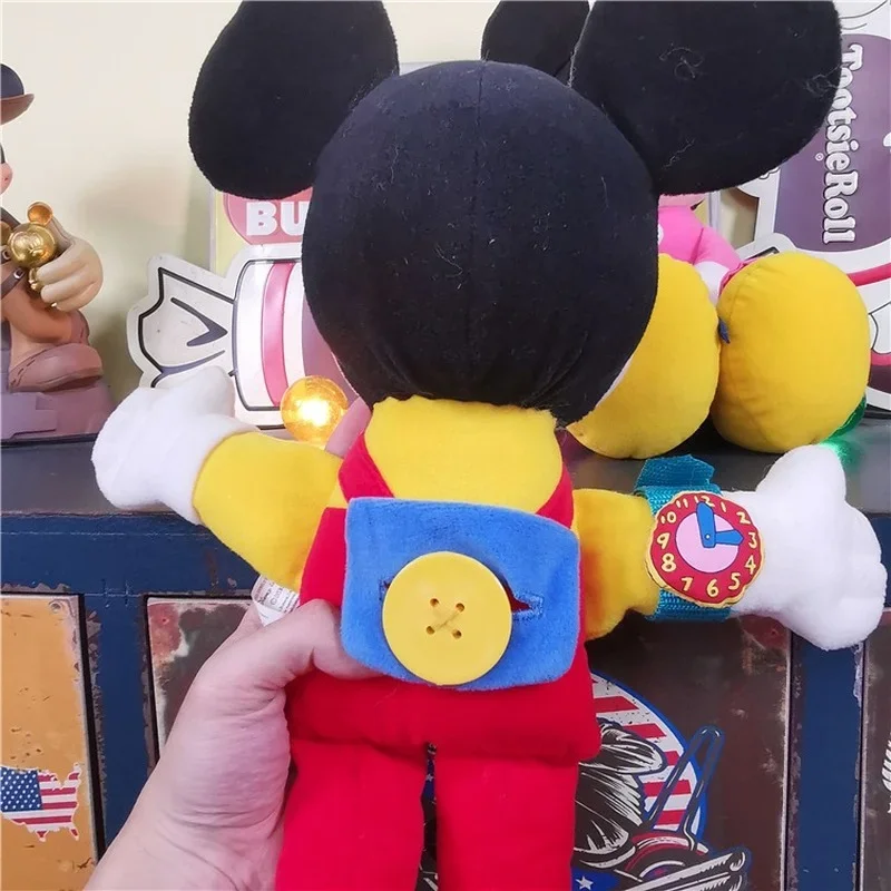 38cm Disney Vintage Wear A Watch Mickey Minnie Kawaii Classic Cartoons Anime Figure Cute Kids Gift