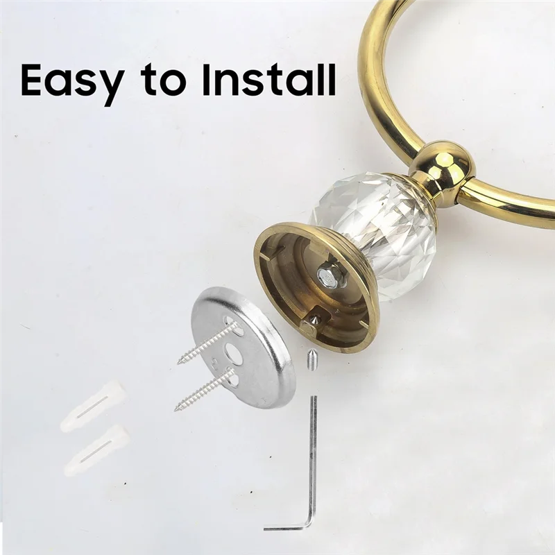 

AB41-Crystal Gold Towel Ring, Gold Bathroom Towel Holder Ring,Hand Towel Ring For Bathroom Wall Mounted Bathroom Accessory