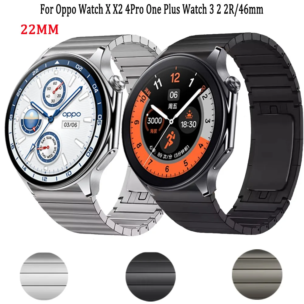 Bracelet en métal de 22mm pour montre Oppo X X2 4Pro, en acier inoxydable, pour montre One Plus 3 2 2R/46mm, Bracelet de remplacement Correa