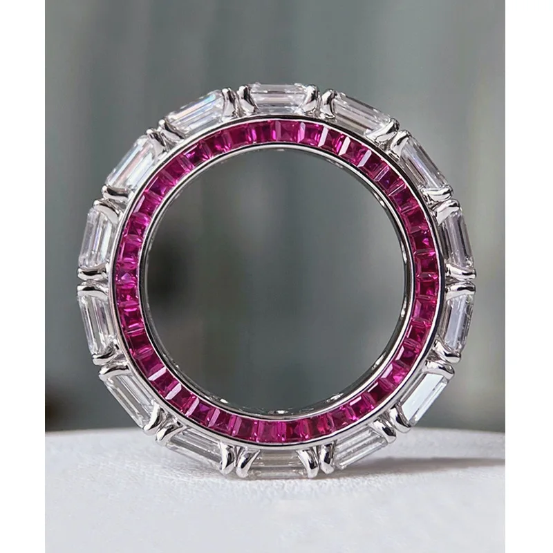 Lovers Eternity Ruby Diamond Ring 100% Real 925 sterling silver Party Wedding band Rings for Women Men Engagement Jewelry Gift - Image 2